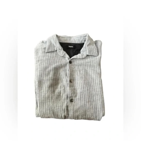 Theory Long Sleeve button down Shirt Gray & Black - Picture 5 of 5